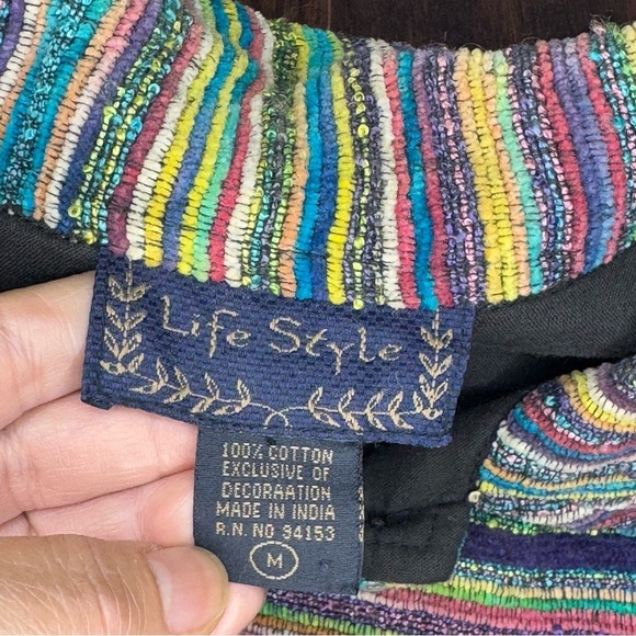 LIFESTYLE Multicolor Striped Button-Up Woman’s Jacket BoHo-Hippie M GUC - Picture 11 of 15